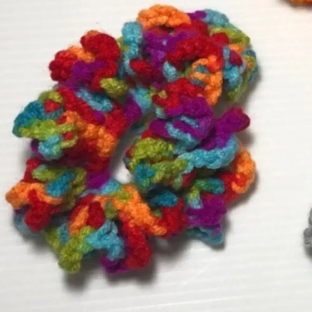 NWT Multicolor Handmade Crocheted Hair Scrunchie Set of 3